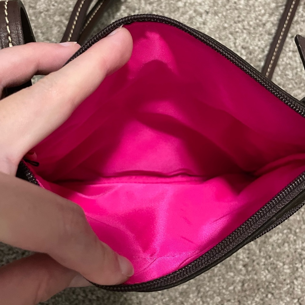 Dooney & Bourke Nylon Double Zipper Shoulder or Crossbody Bag with Pink Interior - Picture 5 of 7